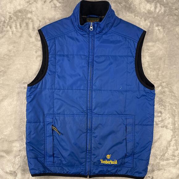 Timberland Other - Vintage y2k timberland weather gear blue gold embroidered gilet vest